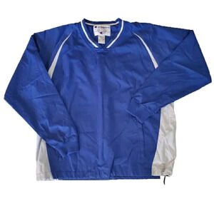 Men's VINTAGE V-Neck Champion Blue/White Windbreaker‎ Golf 80s 90s SZ L Large